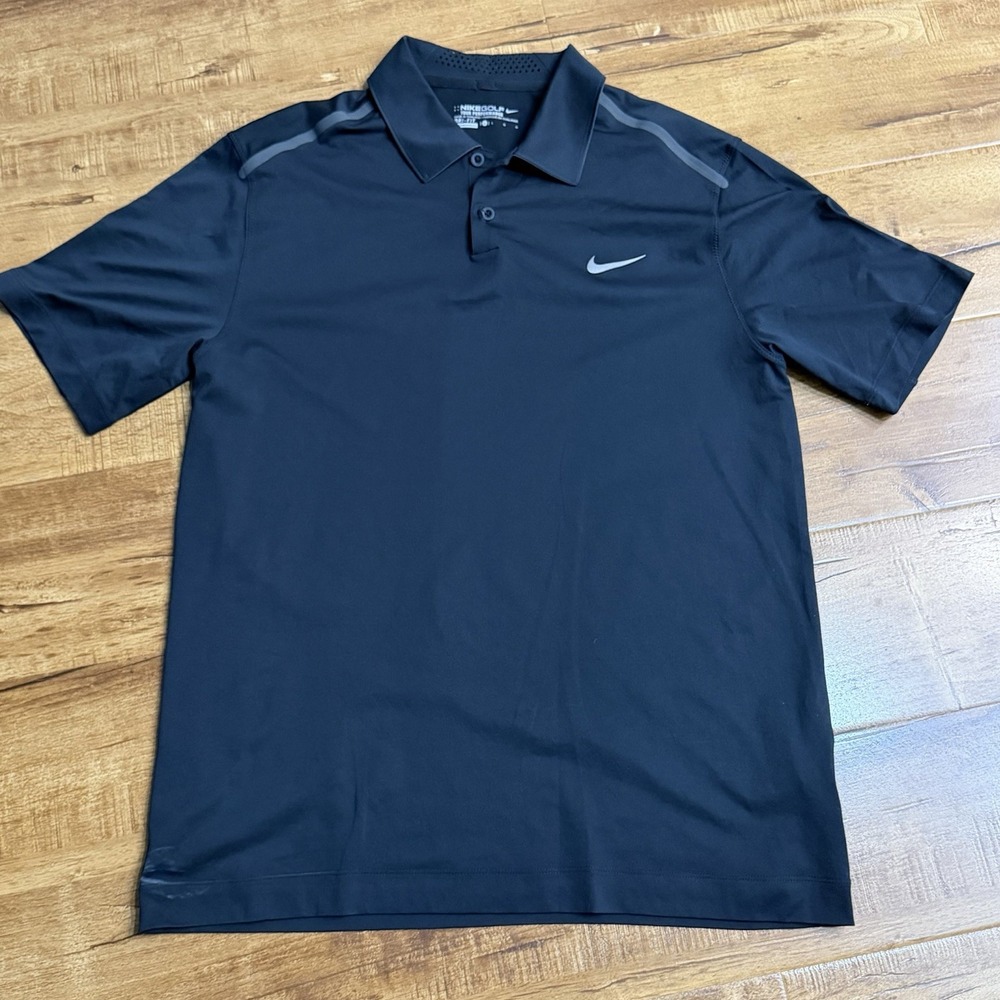 NIKE GOLF Tour Performance Ultralight Mens Black Golf Polo Shirt Sz Large